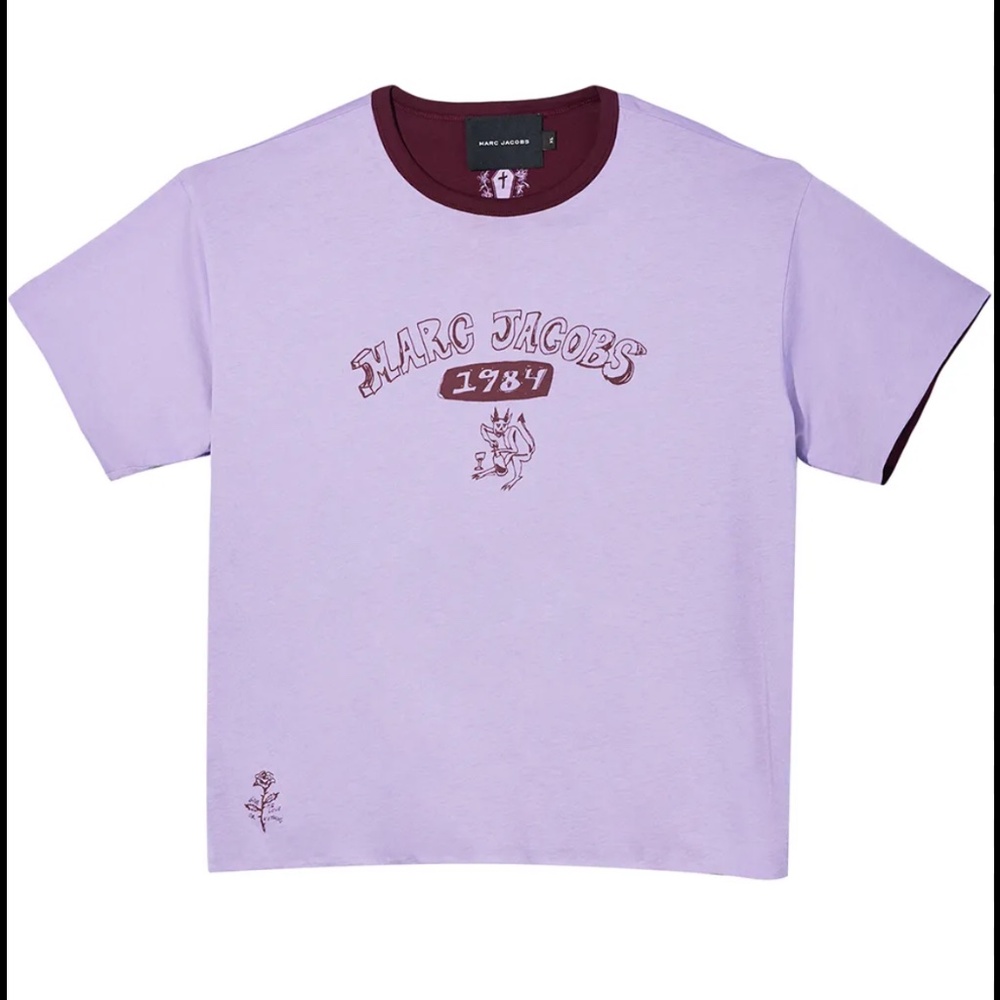 Marc Jacobs devil reversible shirt rosa lilac graphic print crew neck